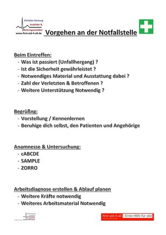 Vorgehen an der Notfallstelle - Zusammenfassung